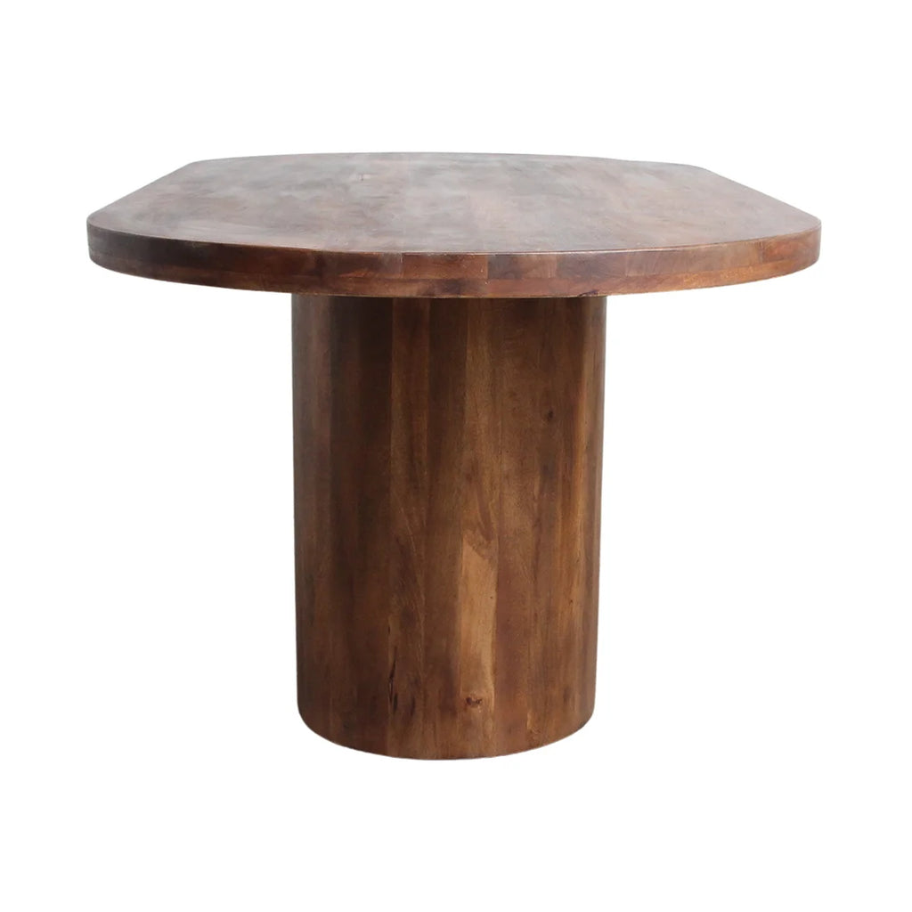 Table ovale en bois de manguier brun avec pied central 240x110 cm