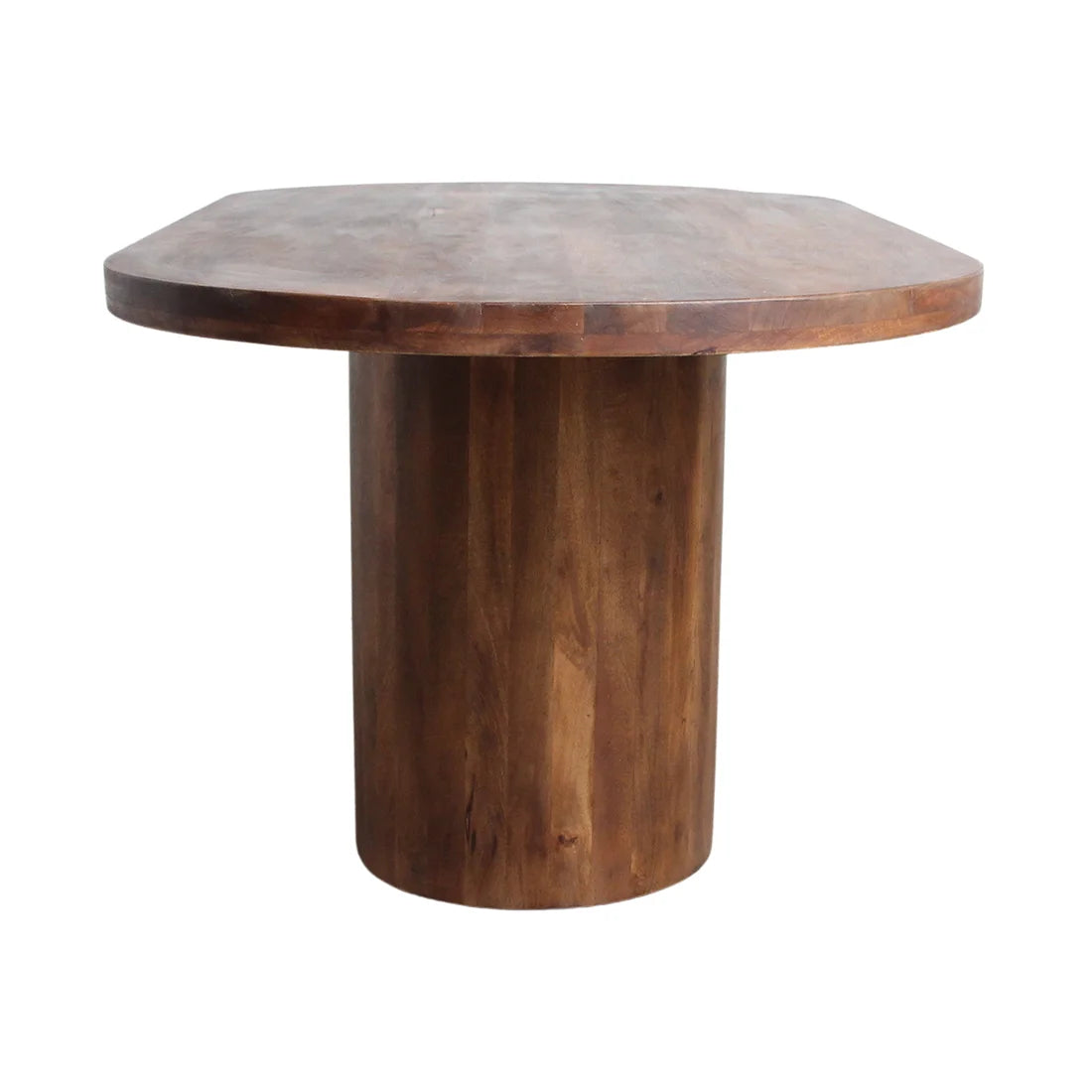 Table ovale en bois de manguier brun avec pied central 240x110 cm