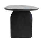 Table d’appoint minimaliste moderne avec plateau marbre gris clair et base métal noir