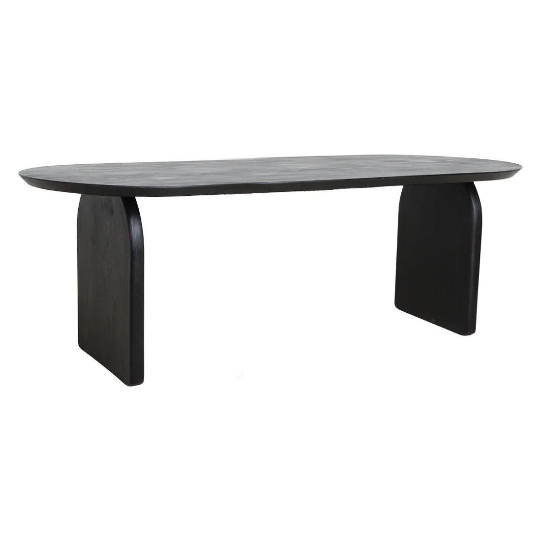Table à manger ovale en bois noir avec pieds en métal courbé, 240x90 cm