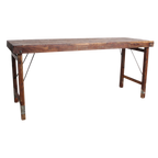 Table à manger pliante en bois recyclé brun patiné – 173x60 cm