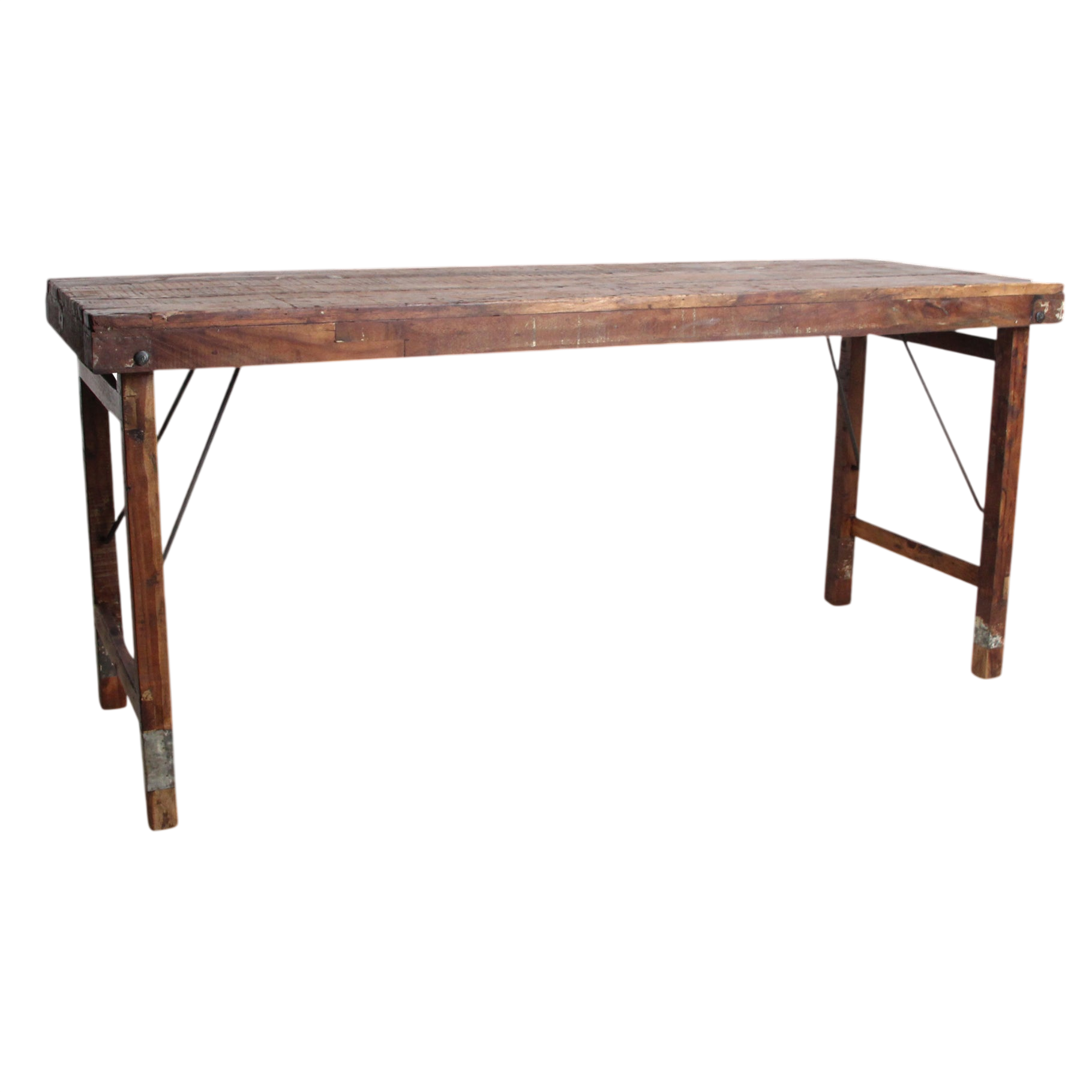 Table à manger pliante en bois recyclé brun patiné – 173x60 cm