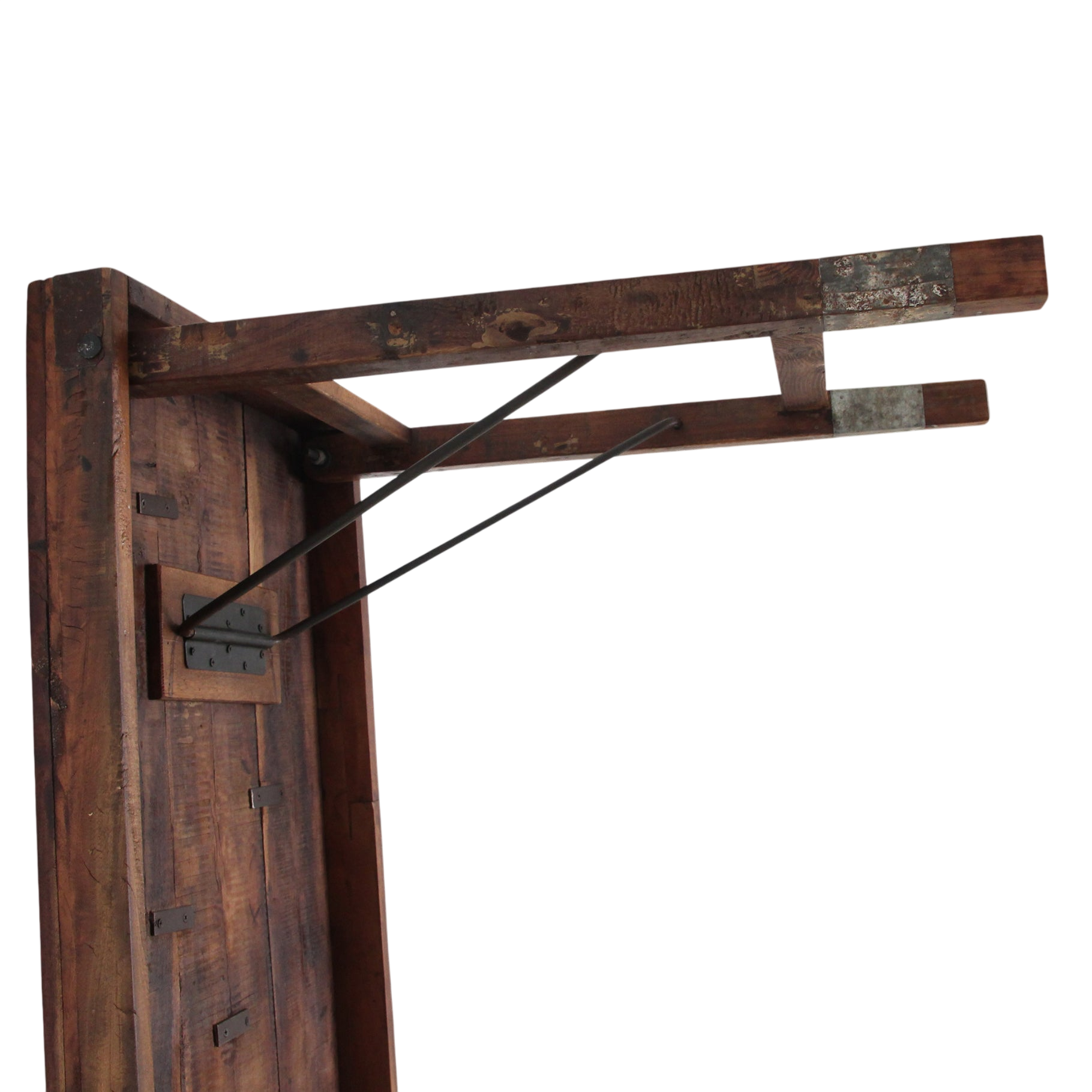 Table à manger pliante en bois recyclé brun patiné – 173x60 cm