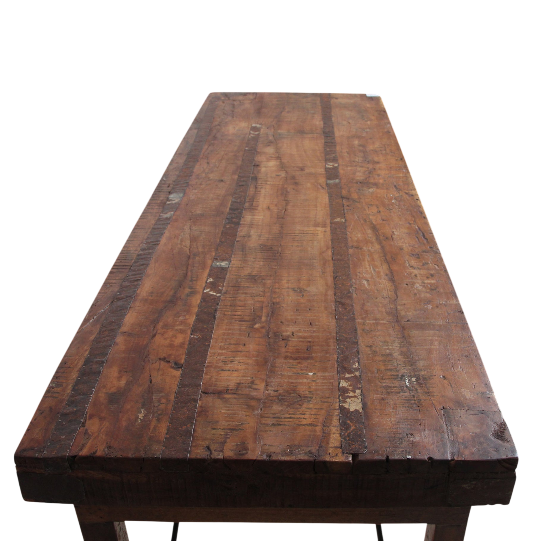 Table à manger pliante en bois recyclé brun patiné – 173x60 cm