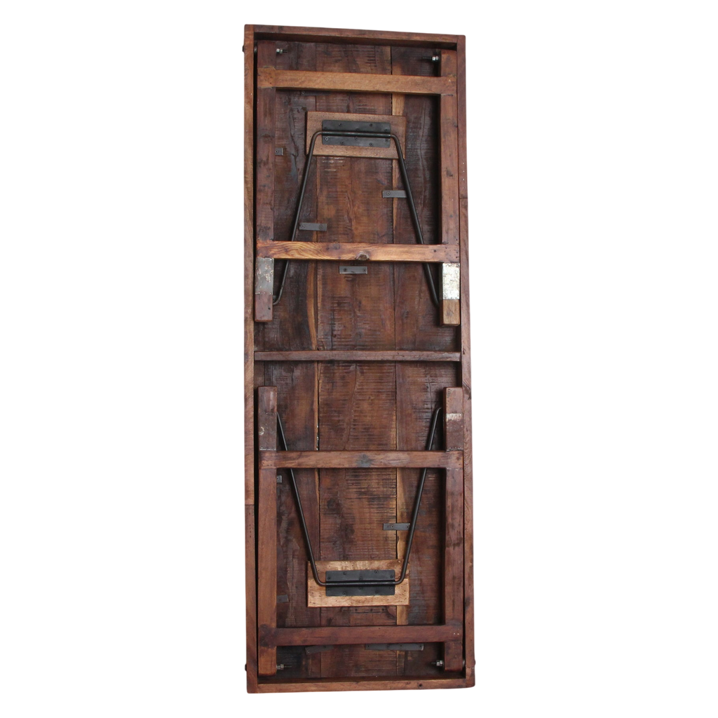 Table à manger pliante en bois recyclé brun patiné – 173x60 cm