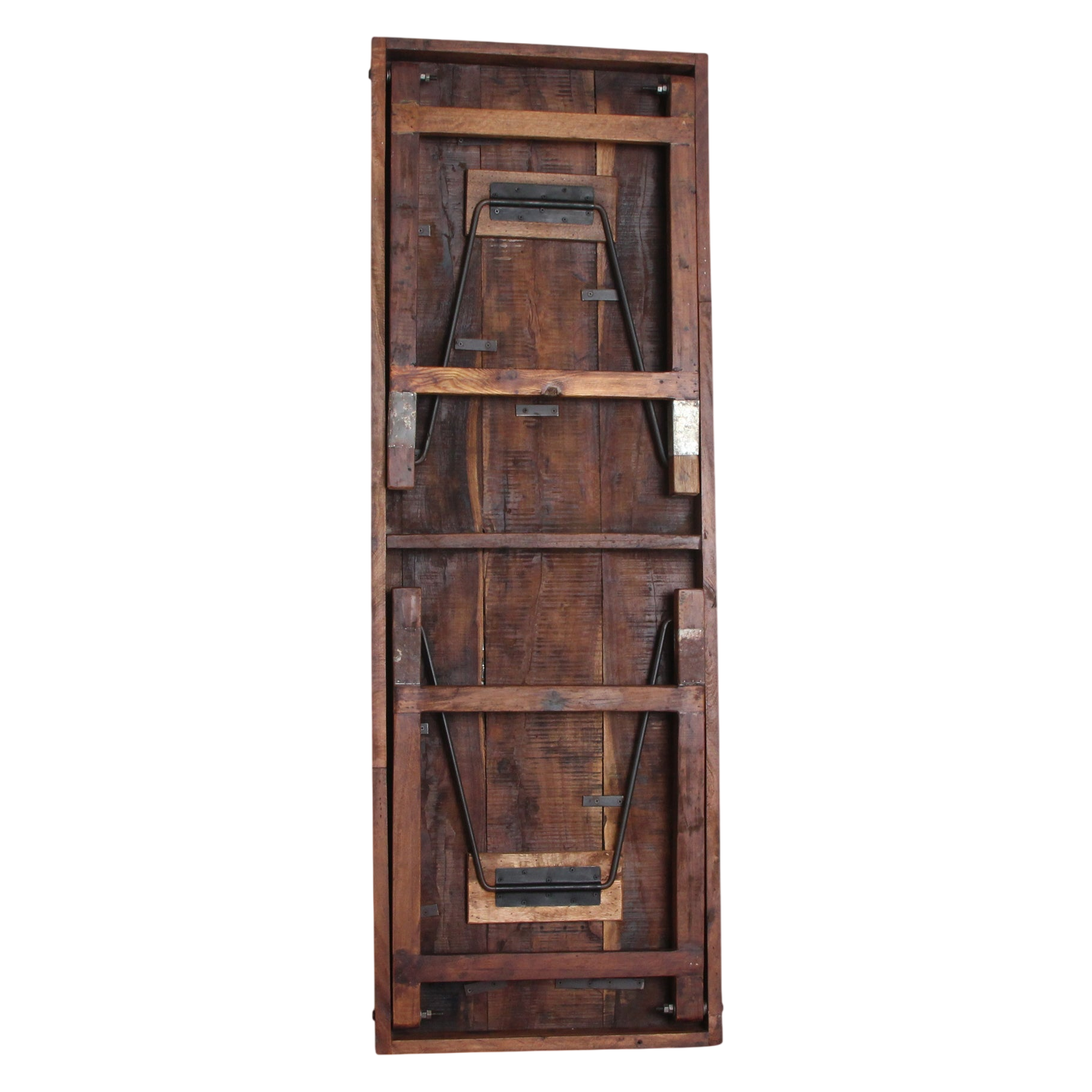 Table à manger pliante en bois recyclé brun patiné – 173x60 cm