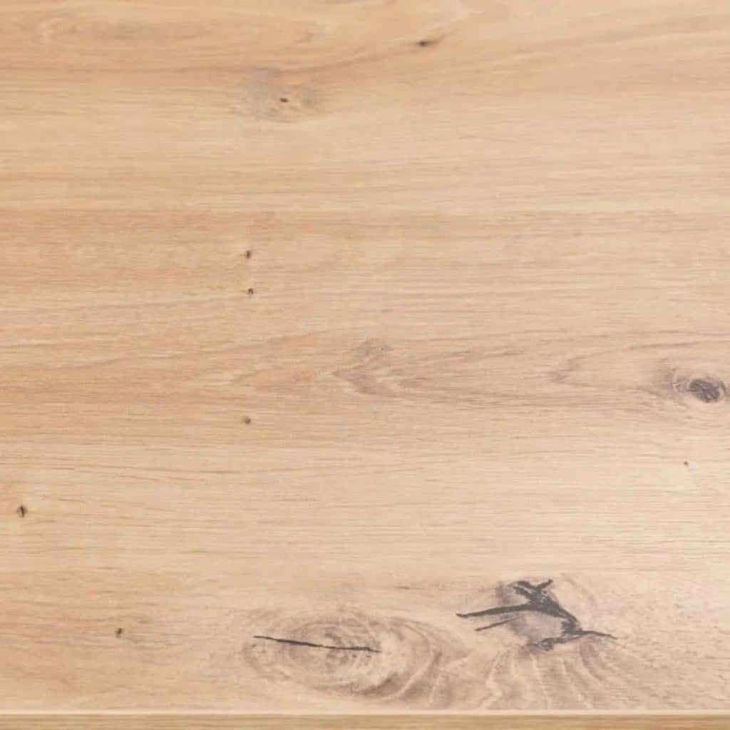 Table à manger rectangulaire en chêne avec grain naturel et métal noir 224x93 cm