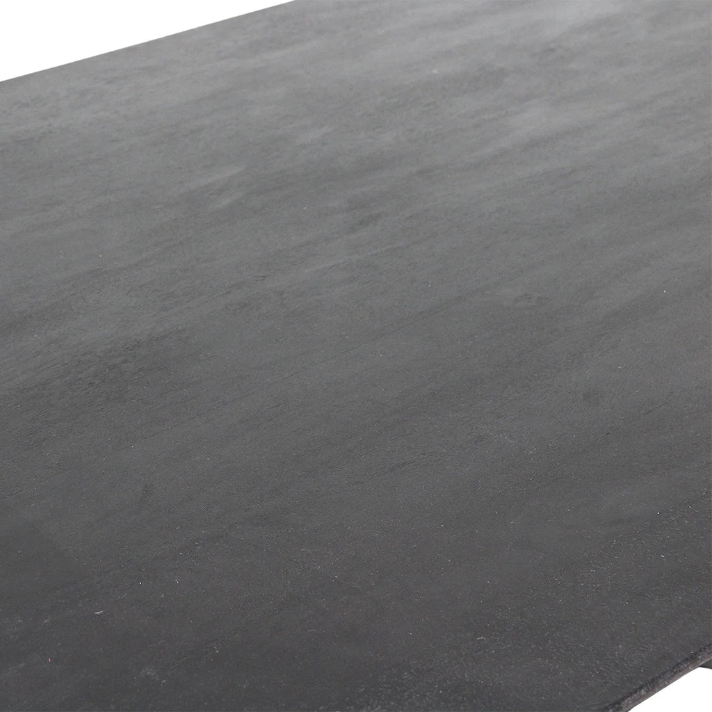 Dalle d’ardoise gris foncé mat texturée pour table rectangulaire bois noir 200x90 cm