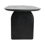 Table ronde moderne en pierre grise claire et base métal noir