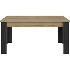 Table à manger rectangulaire en chêne avec pieds en métal noir, 160x90 cm