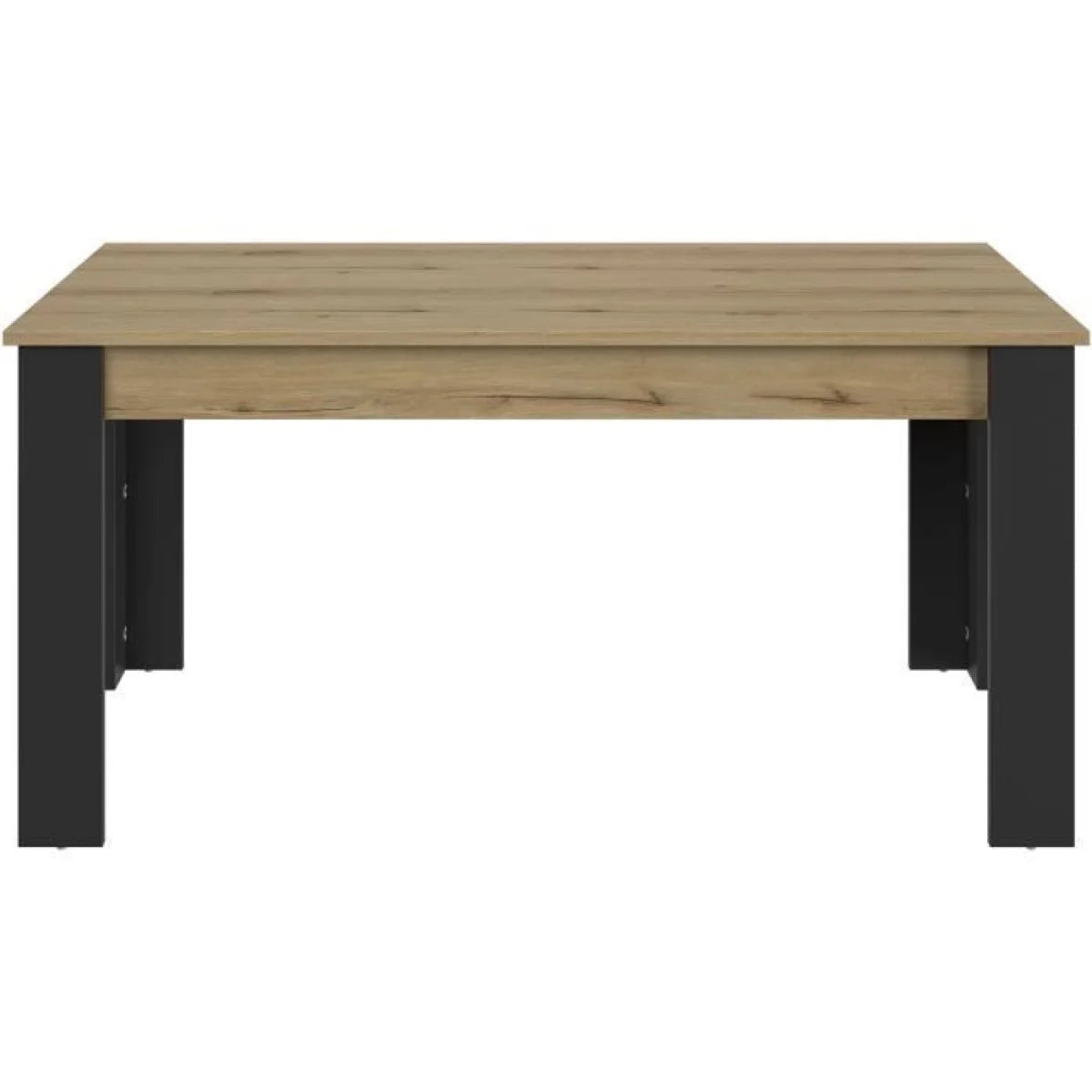 Table à manger rectangulaire en chêne avec pieds en métal noir, 160x90 cm