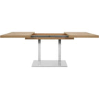 Table à manger rectangulaire en bois clair et métal brossé, extensible 120/200x80 cm