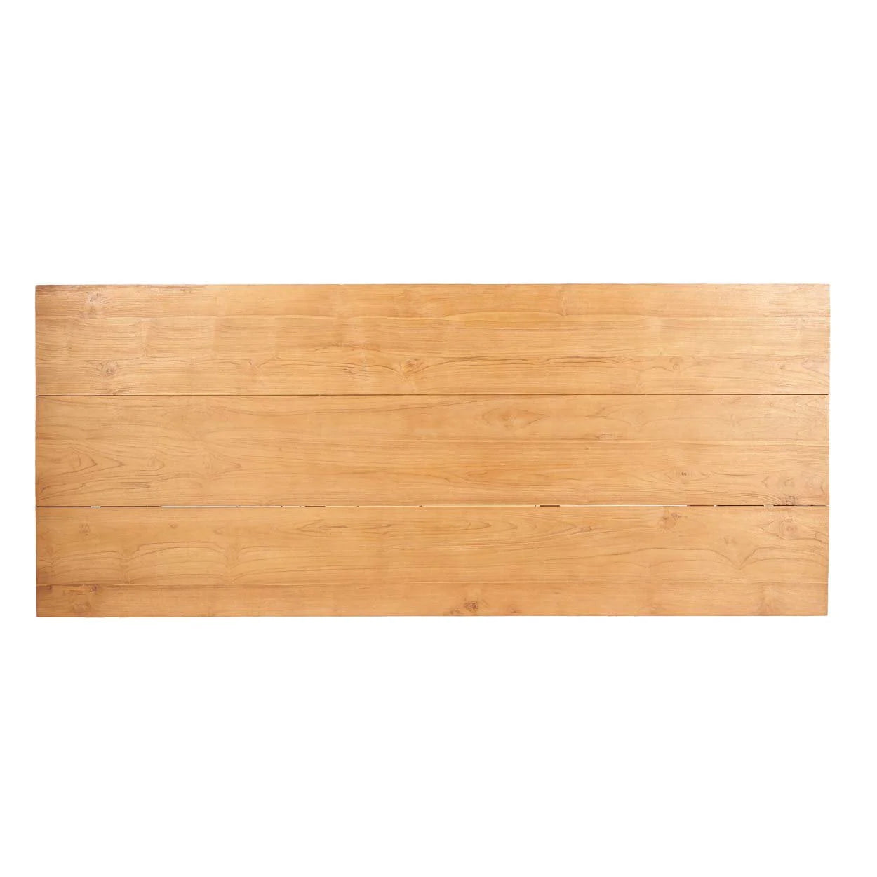 Table en teck massif naturel avec plateau en bois clair pour extérieur couvert