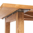 Table à manger rectangulaire en teck massif naturel avec support métallique noir