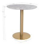 Table à manger ronde marbre blanc pied doré métal Ø70 cm