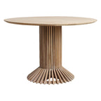 Table à manger ronde en teck recyclé, pied ajouré naturel, Ø120 cm
