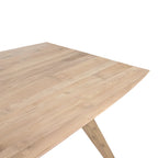 Table à manger en teck recyclé clair, pieds compas, 240x100 cm