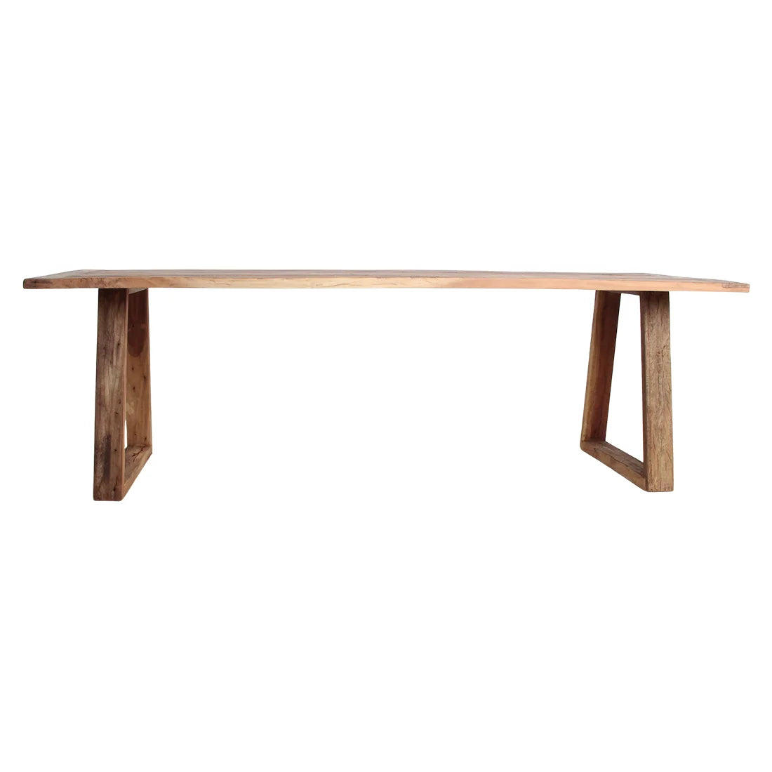 Table à manger en teck recyclé 240x90 cm pieds trapézoïdaux