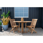 Table de balcon en teck naturel pliable rectangulaire avec ensemble de repas extérieur en bois