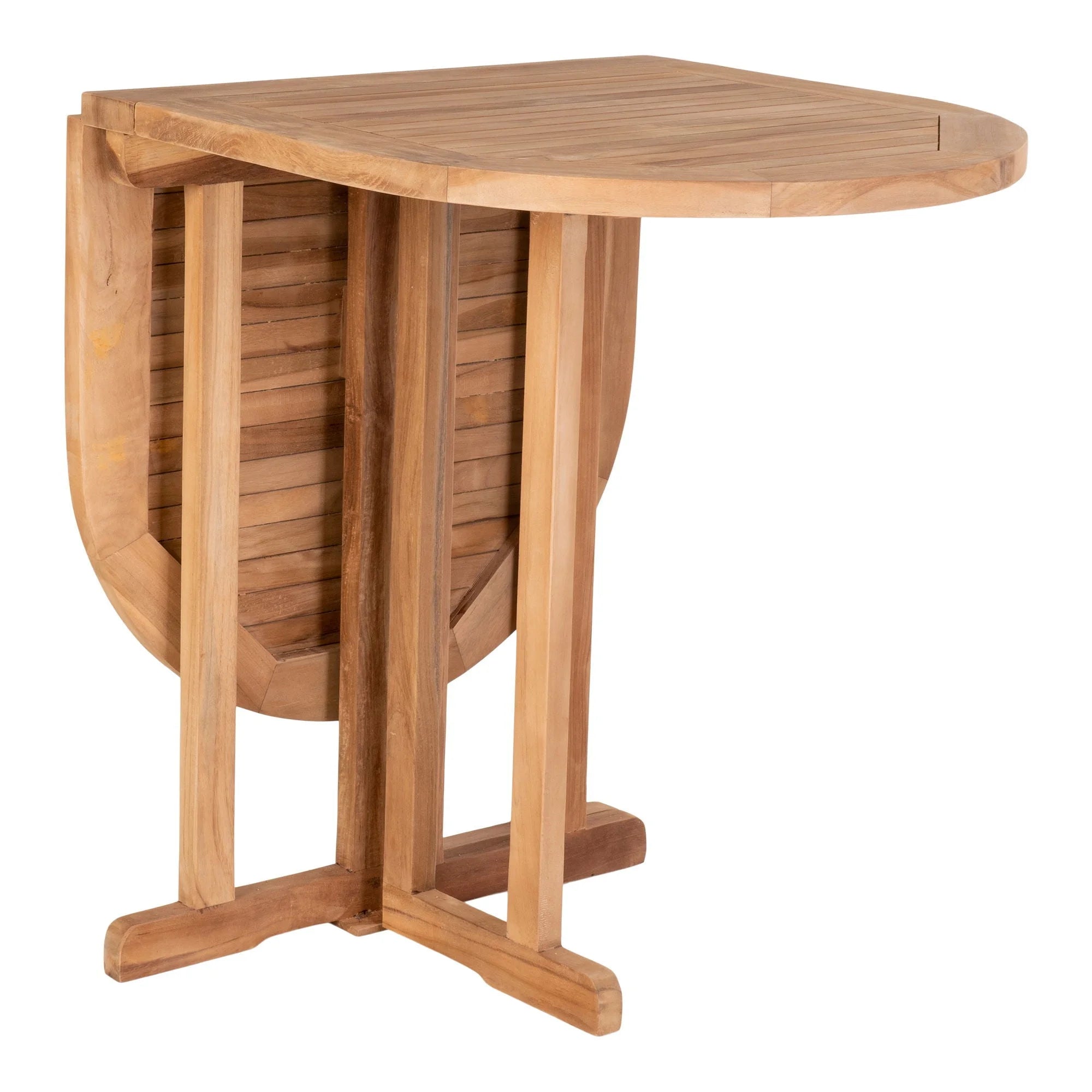 Table de balcon en teck naturel pliante rectangulaire 120x60 cm