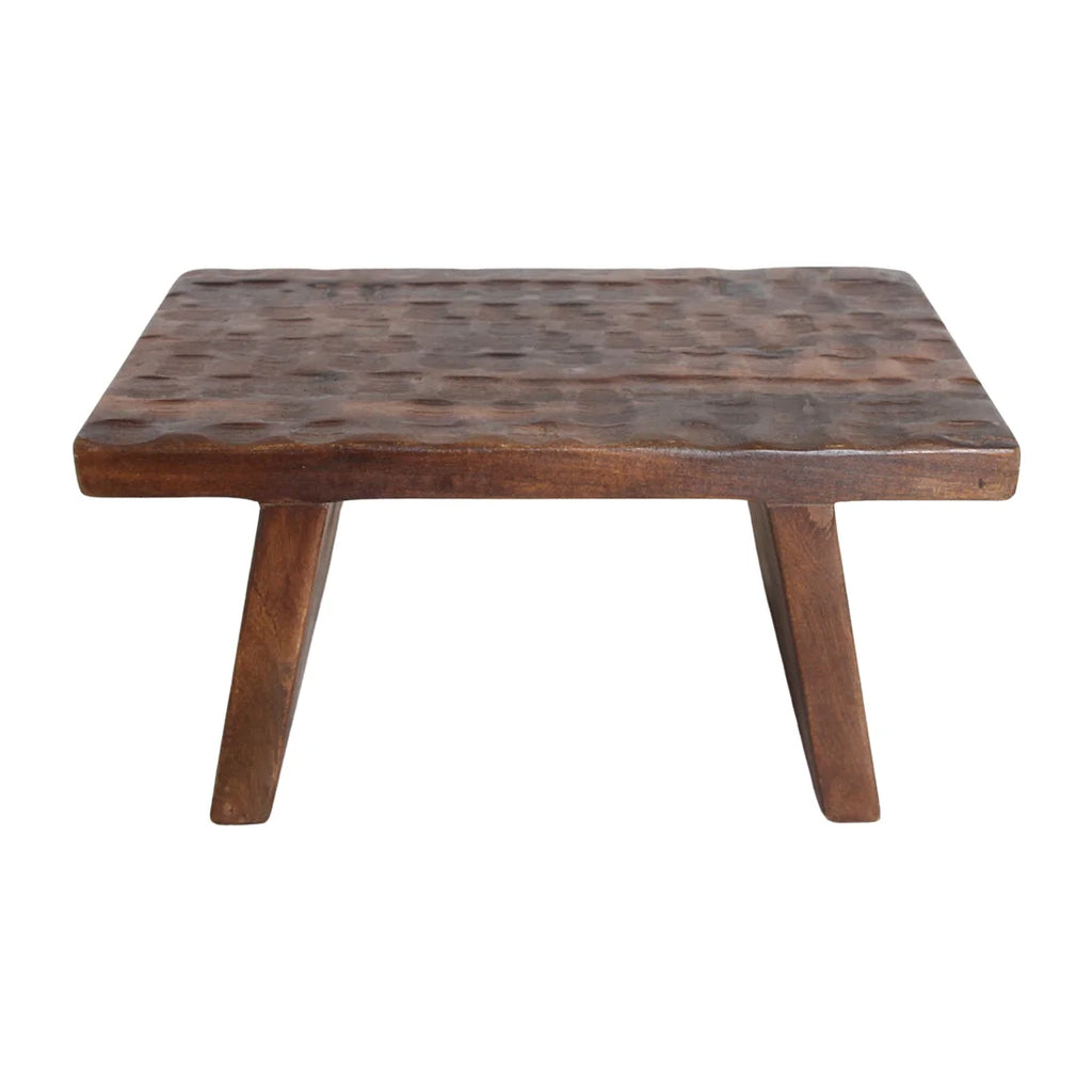 Table basse en bois de manguier sculpté brun foncé 40x25 cm