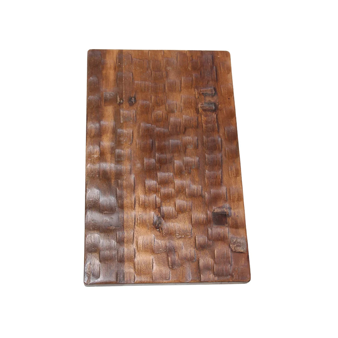 Plaque en bois de manguier sculpté brun foncé, 40x25 cm, texture rustique