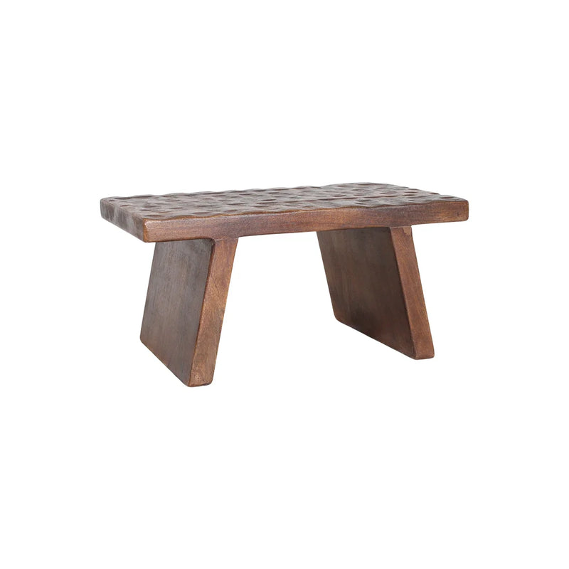 Table basse en bois de manguier sculpté brun foncé – 40x25 cm