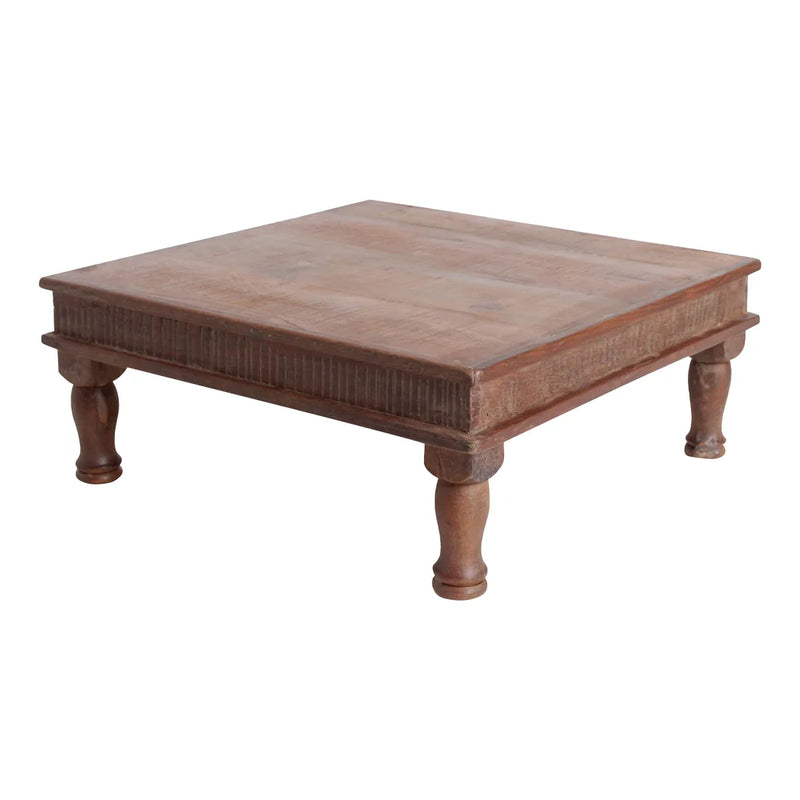 Table basse bois massif brun rustique carrée – 46x46 cm