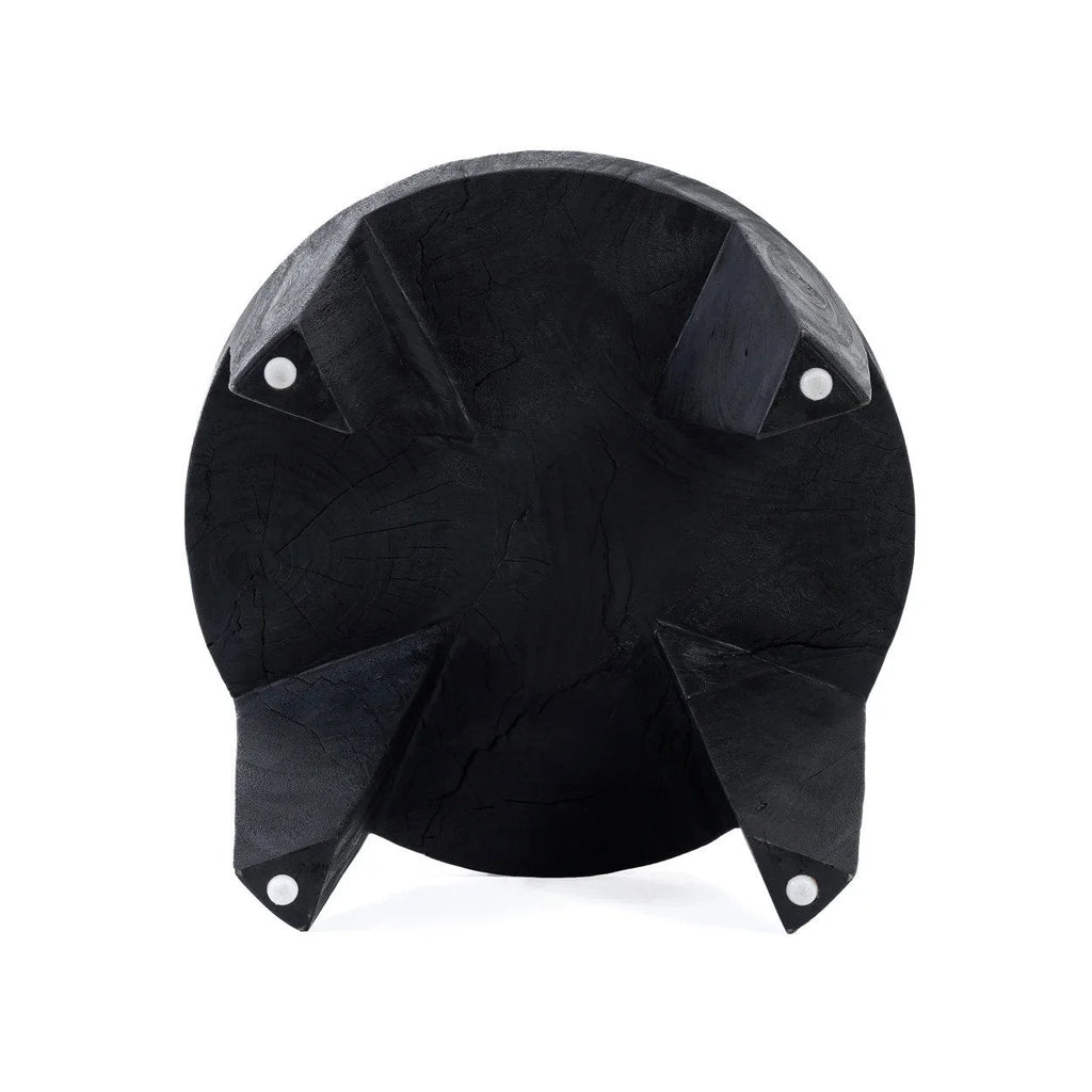 Table basse en bois de suar noir forme organique – 61x61 cm