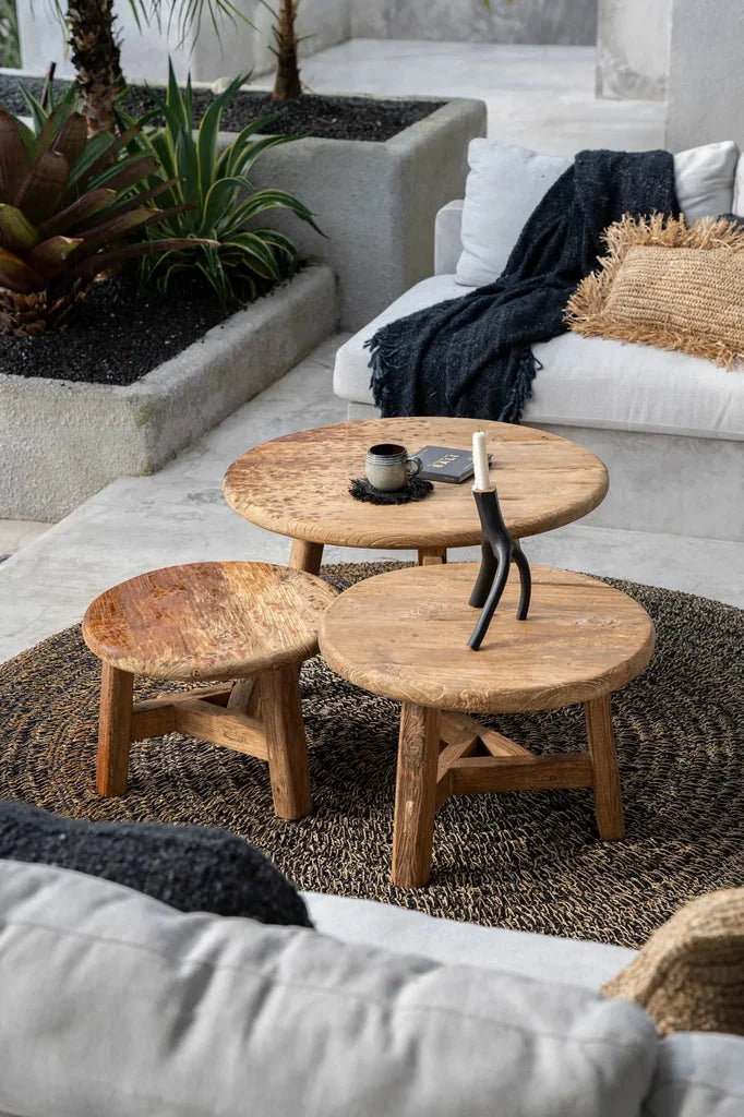 Table basse en bois rustique Fusuma L pour salon chaleureux et convivial