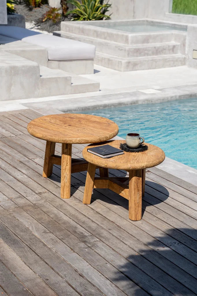 Deux tables basses rondes en bois pour le salon La table basse Fusuma
