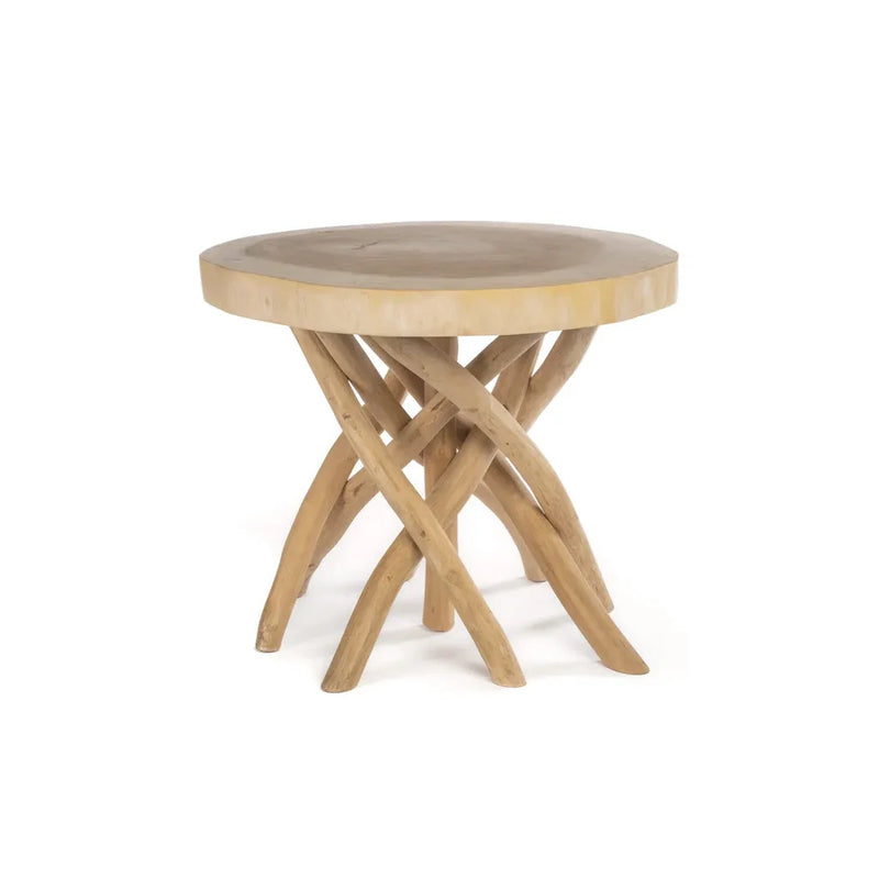 Table basse ronde en bois naturel avec pieds croisés – Ø60 cm