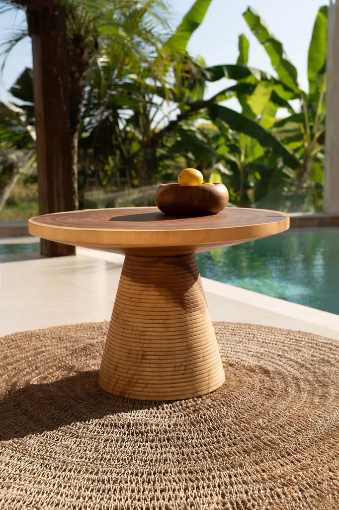 Table basse ronde en bois avec base tissée pour La table basse Hi Matata Naturelle