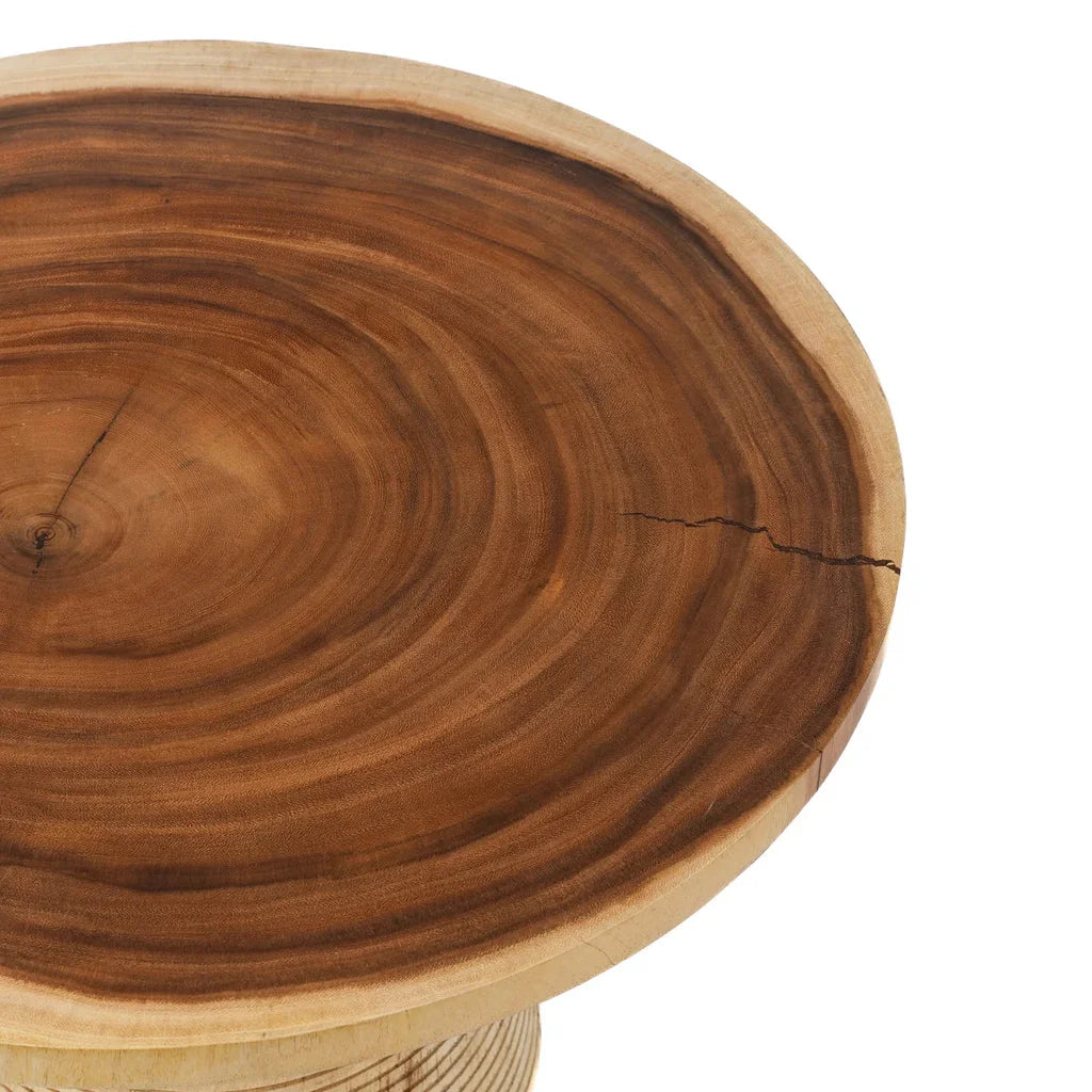 Table en bois rond avec bord naturel pour La table basse Hi Matata Naturelle
