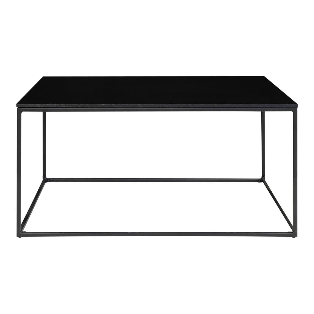 Table basse noire en acier 90x60 cm plateau mélaminé