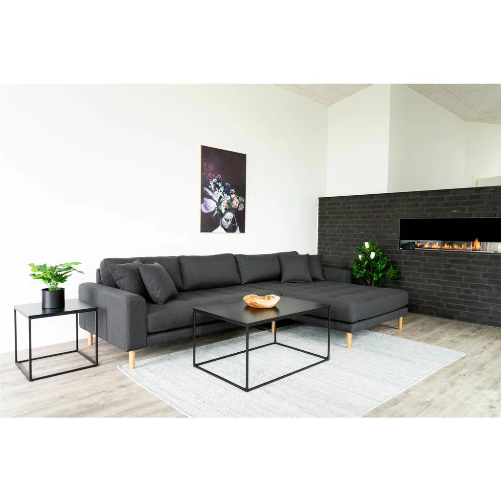 Table basse noire en acier 90x60 cm plateau mélaminé