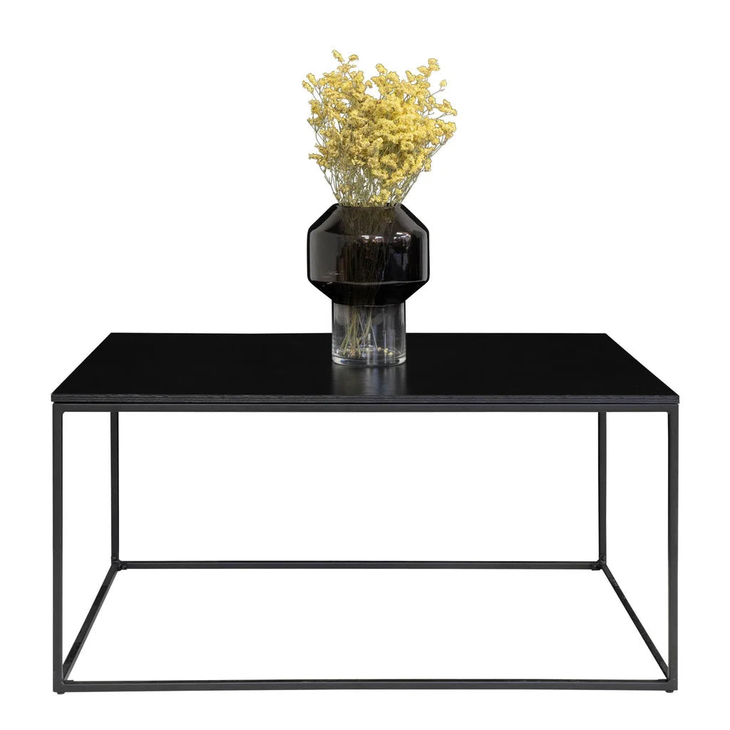 Table basse noire en acier 90x60 cm plateau mélaminé