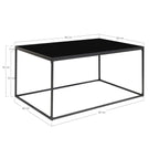 Table basse noire en verre 90x60 cm cadre métal sleek