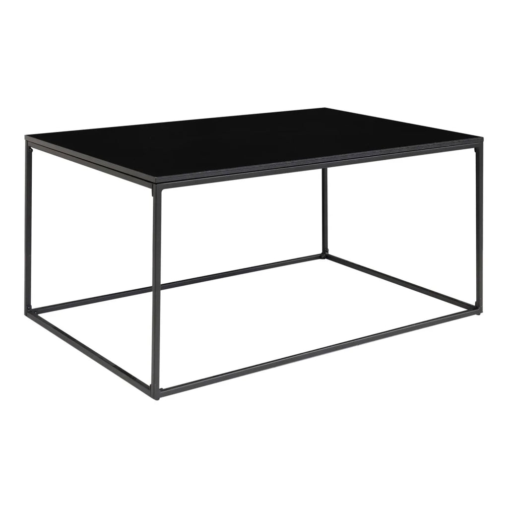 Table basse noire en acier 90x60 cm, plateau mélaminé sleek
