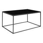 Table basse noire en acier 90x60 cm, plateau mélaminé sleek