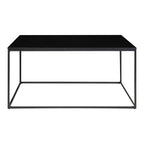 Table basse noire en verre 90x60 cm avec cadre métal sleek