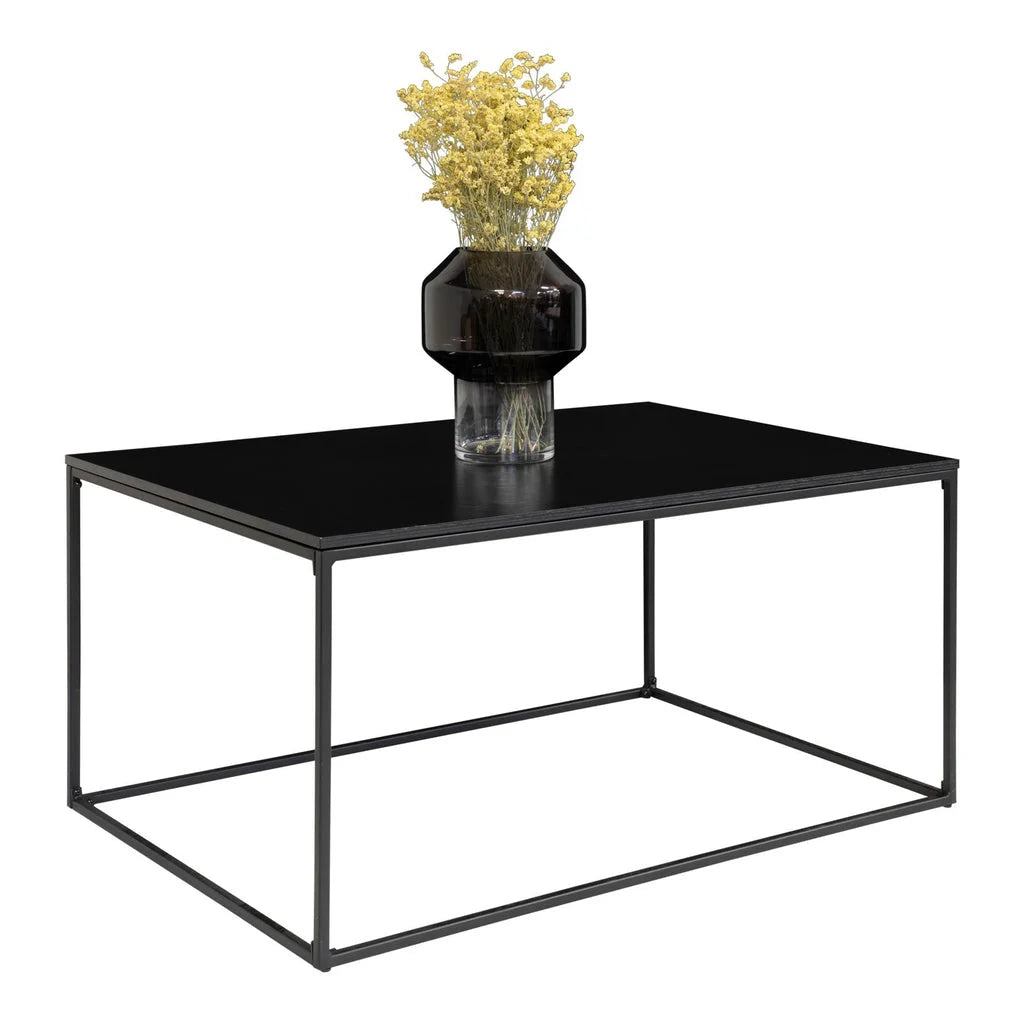Table basse noire en acier 90x60 cm plateau mélaminé