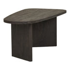 Table basse ovale en bois foncé gris, design moderne asymétrique, 100x50 cm