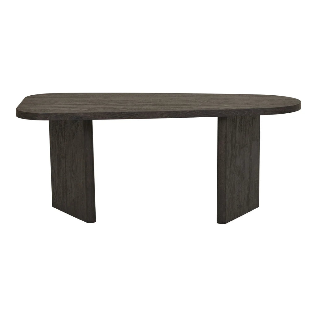Table basse ovale en bois gris foncé 100x50 cm pieds rectangulaires