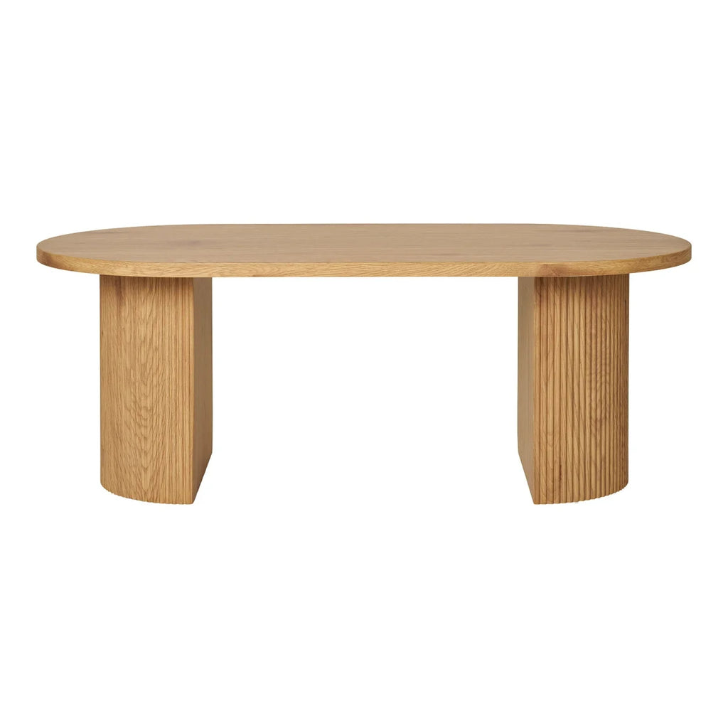Table basse ovale en bois naturel, pieds massifs, 120x60 cm
