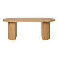Table basse ovale en bois naturel, pieds massifs, 120x60 cm