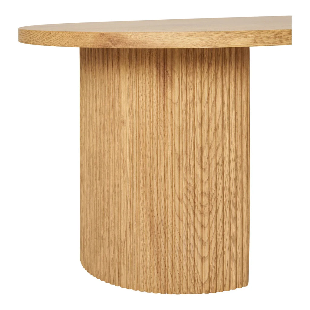Table basse ovale en bois de chêne clair naturel, pieds massifs, 120x60 cm