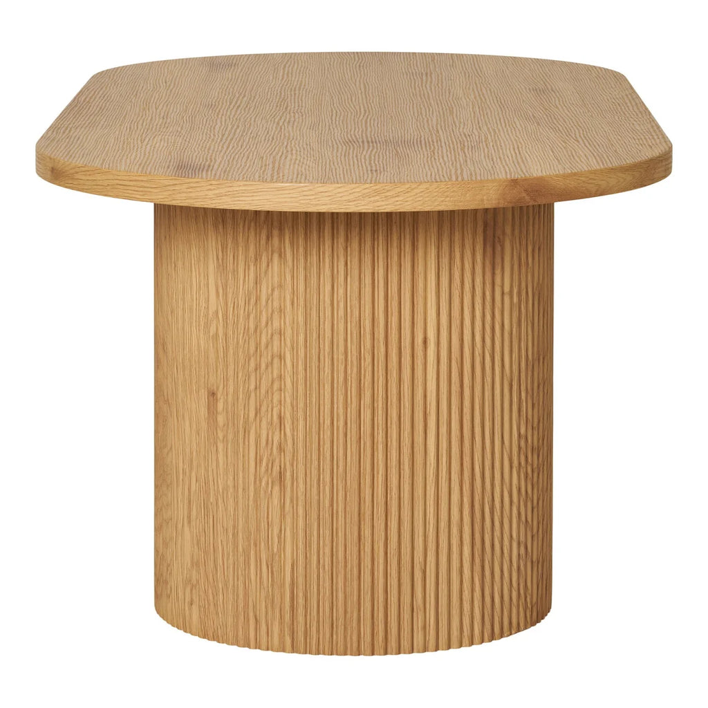 Table basse ovale en bois de chêne clair naturel, pieds massifs, 120x60 cm