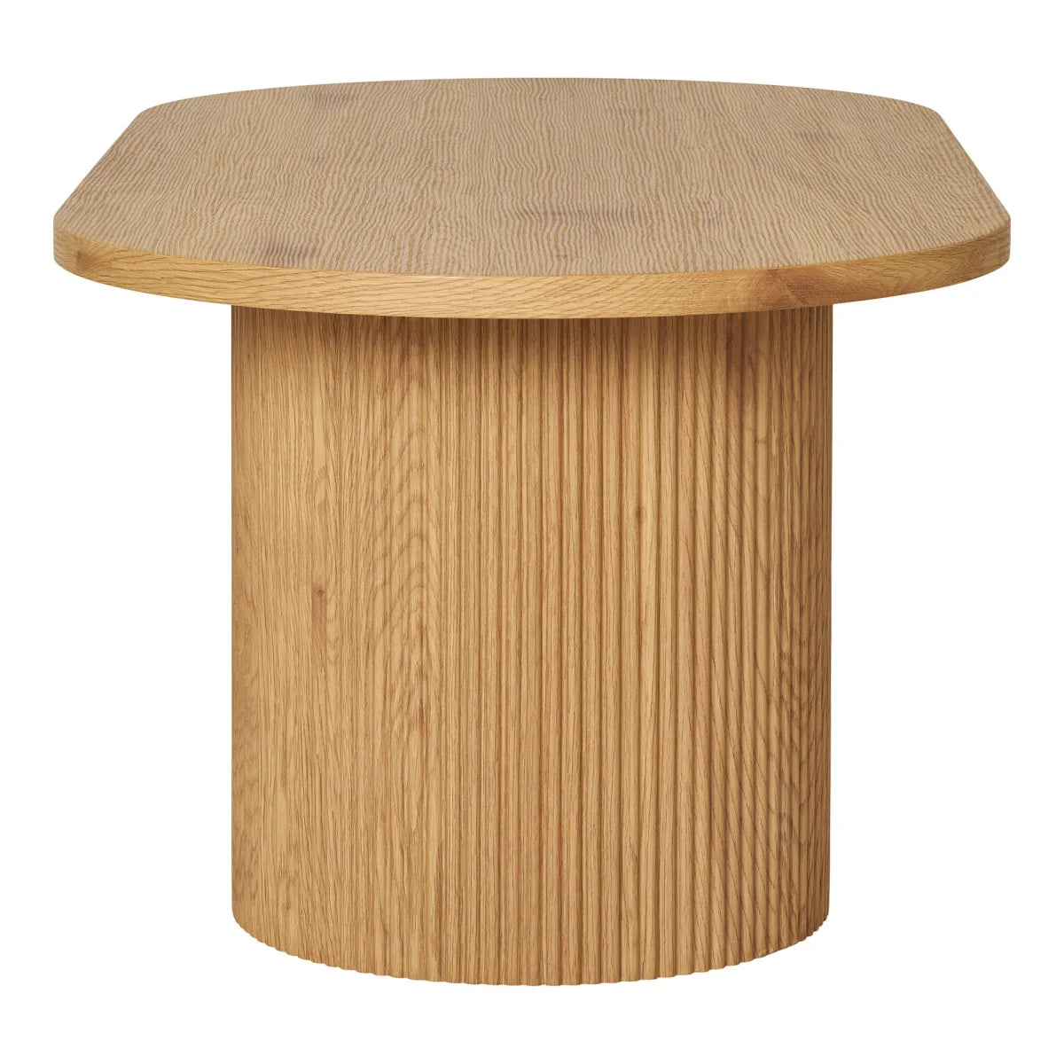 Table basse ovale en bois de chêne clair naturel, pieds massifs, 120x60 cm