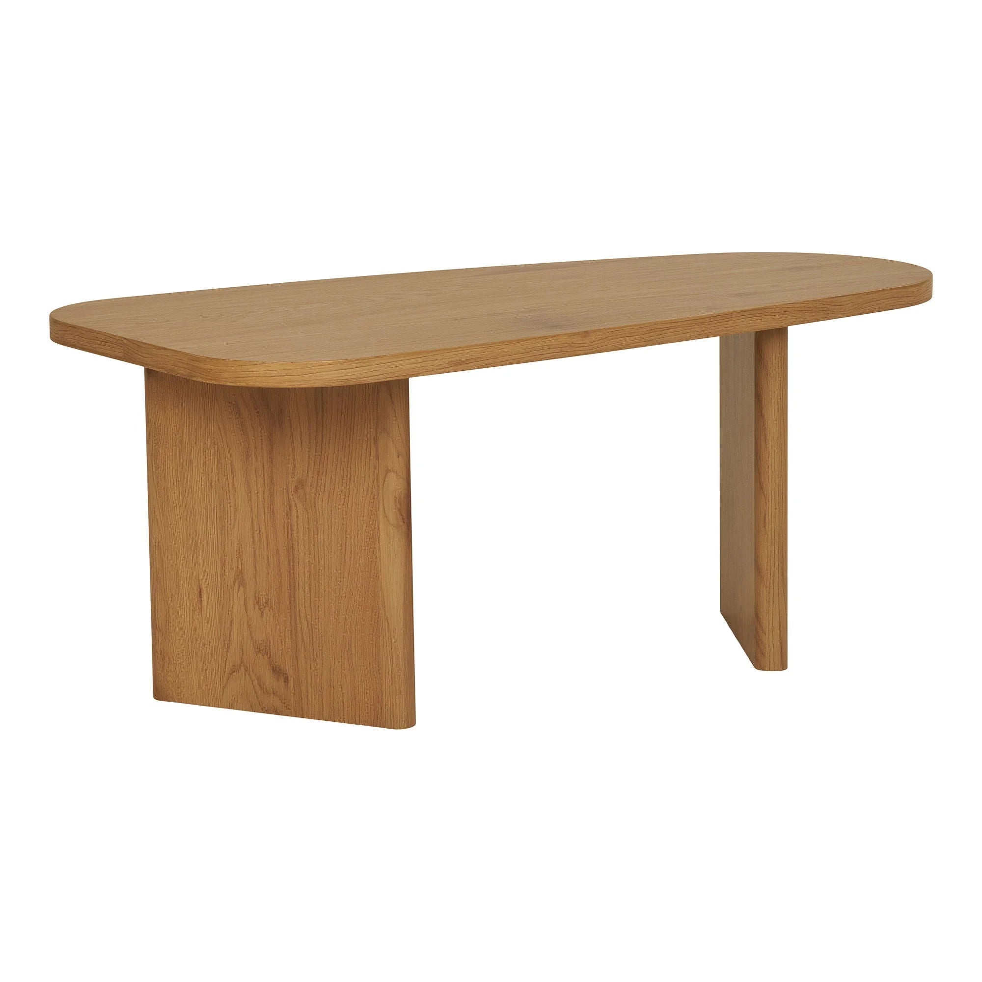 Table basse ovale en bois naturel avec bords arrondis pour salon 50x100 cm